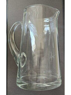 Wheat Glass Pitcher Vintage Elegant Water Brunch Server Large 8.25" VL5124